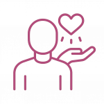 Figur mit Herz auf der Schulter – Ausdruck innerer Klarheit und Stärke.